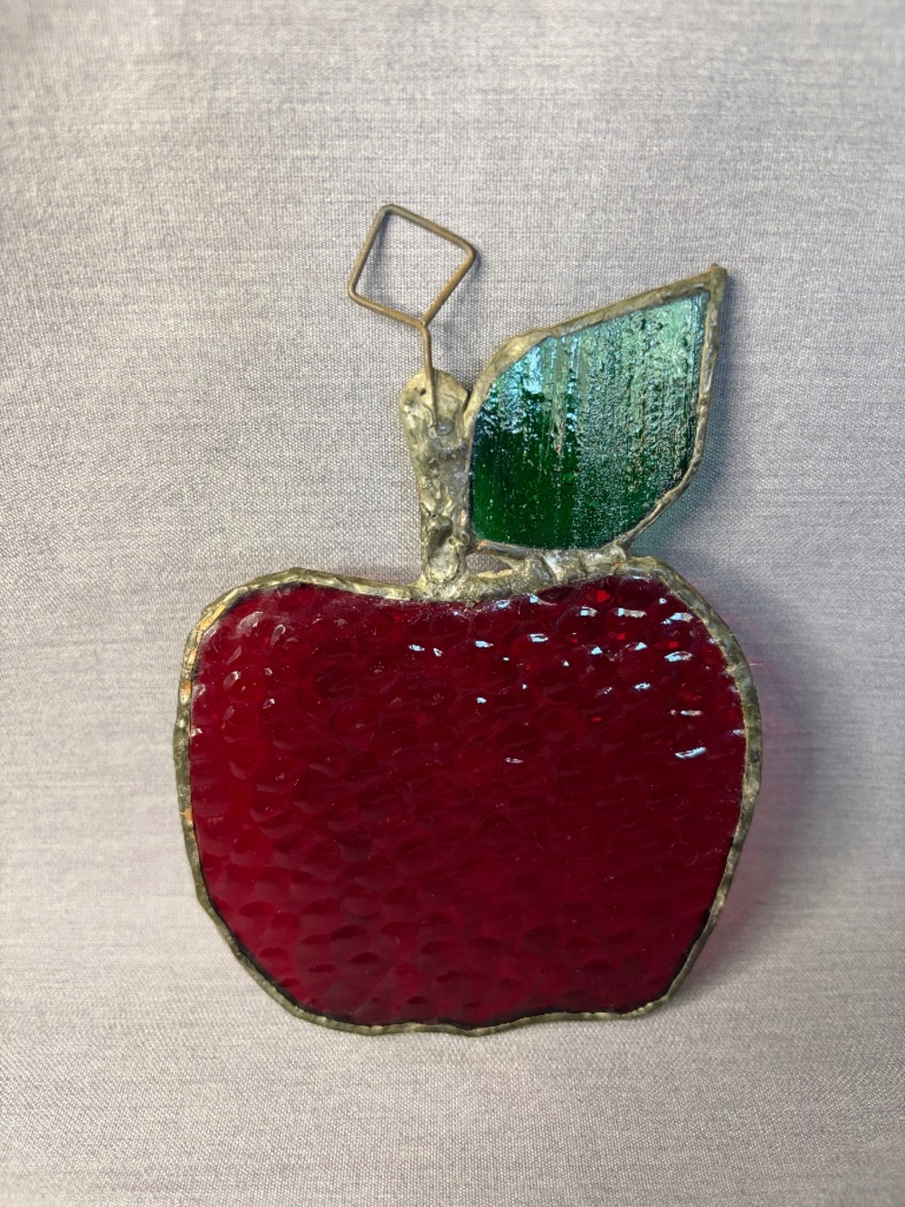 Vintage Apple Stained Glass Sun Catcher Leaded Glass Handmade Teacher Gift